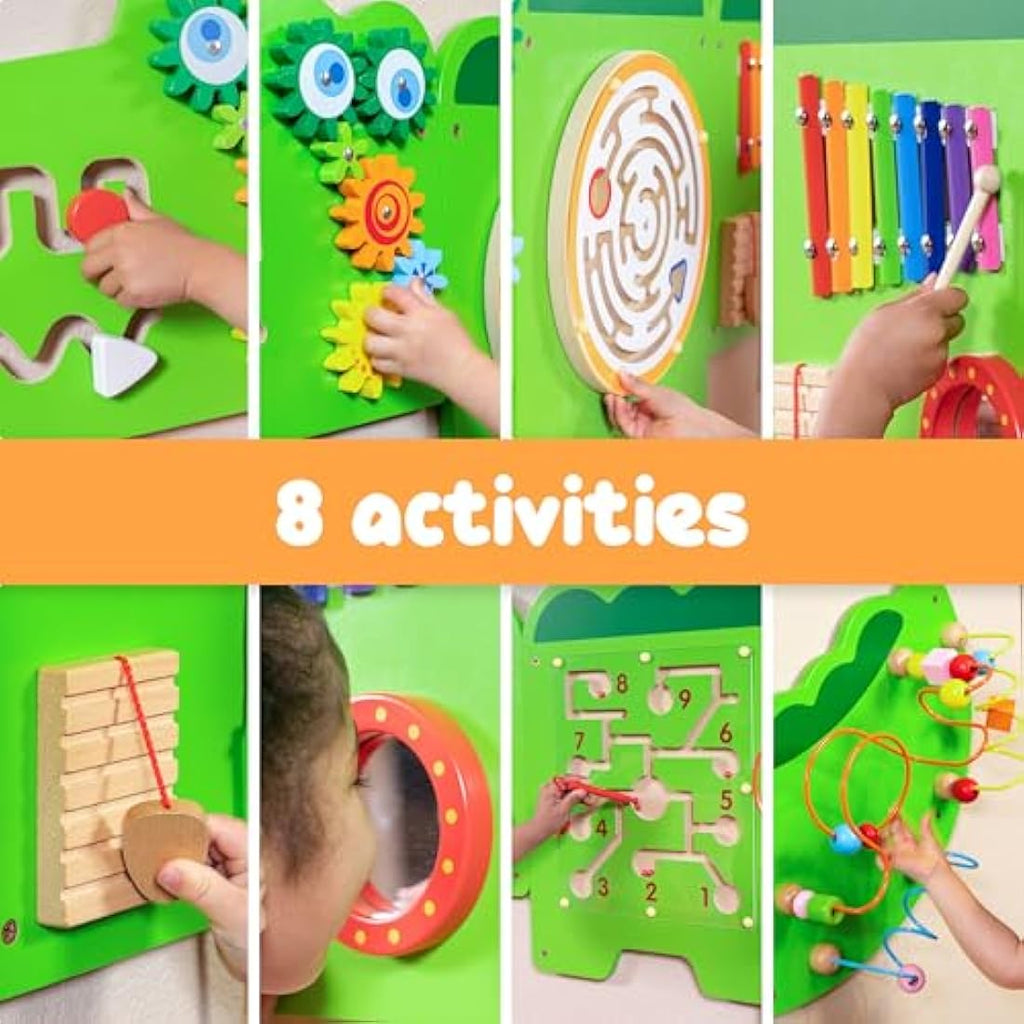 Jolof Store Crocodile Montessori Sensory Wall Toy - 11 Activity Panels