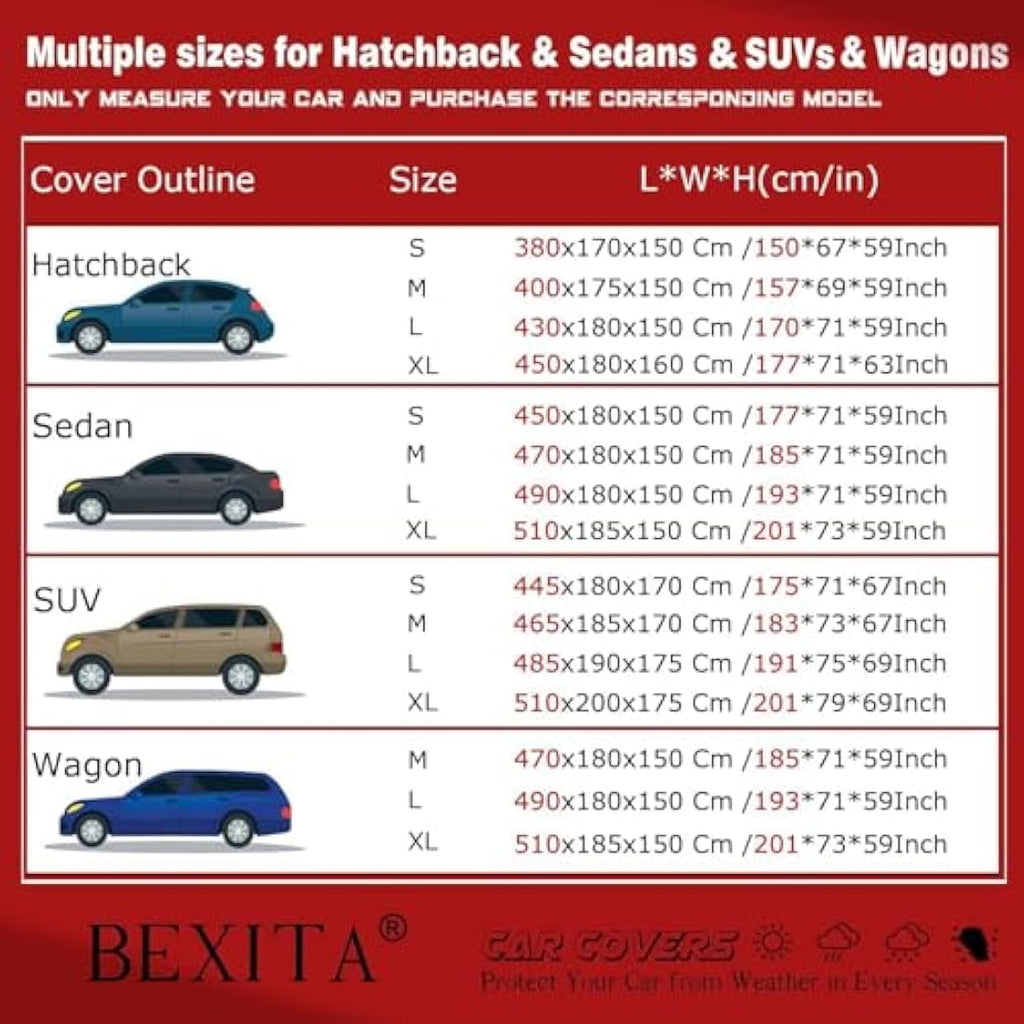 BEXITA Waterproof Car Cover | All Weather UV Protection - Saloon Size XL