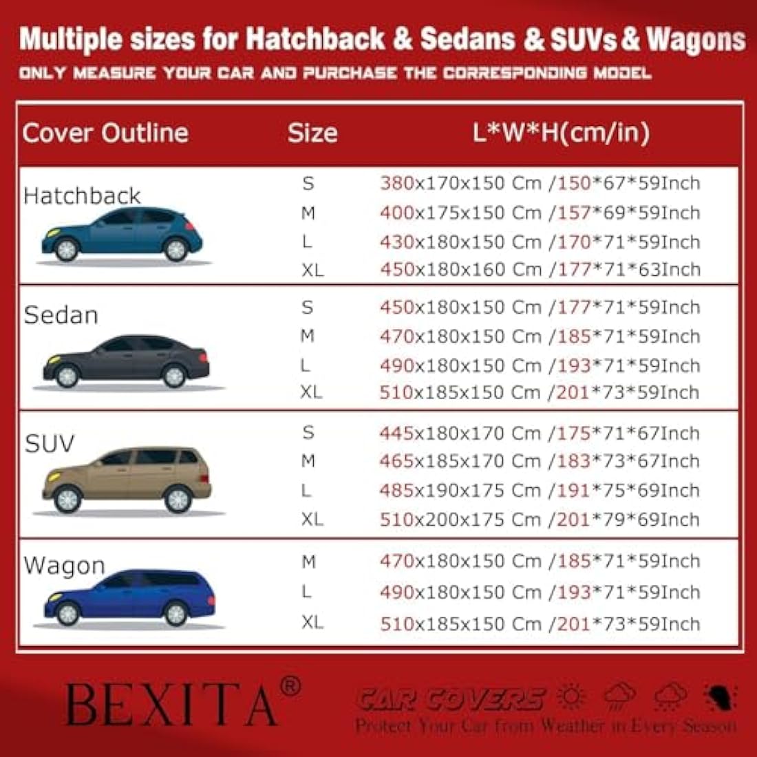BEXITA Waterproof Car Cover | All Weather UV Protection - Saloon Size XL