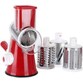 Ourokhome Rotary Cheese Grater - 3-Blade Vegetable Slicer & Chopper, Red