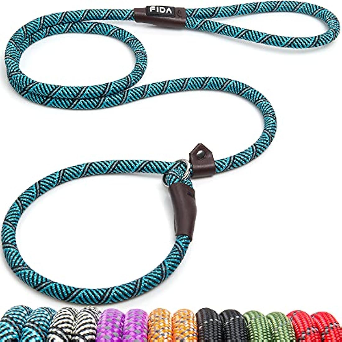 Fida Reflective Nylon Slip Lead for Dogs – 1.8m Rope Leash (Pack of 5)