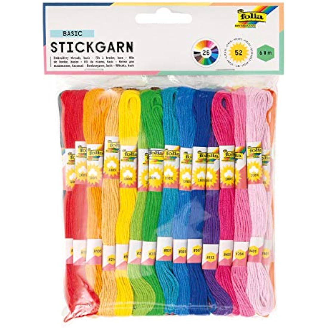 Jolof Store Kaleido Embroidery Thread - 52 Skeins Mercerized Cotton