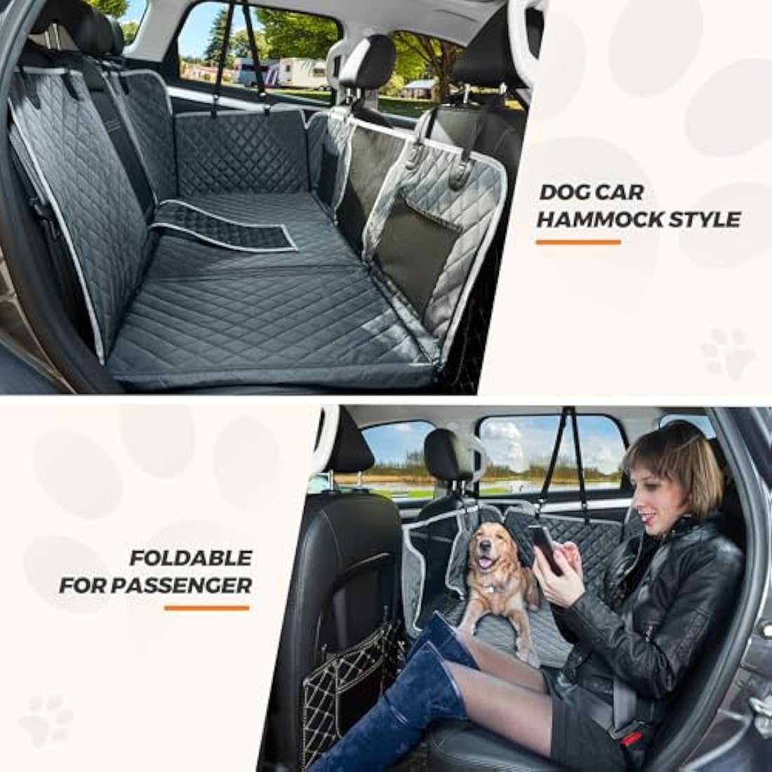 ANOSOSPECIAL Dog Car Seat Extender – Waterproof Pet Hammock for SUV, Grey
