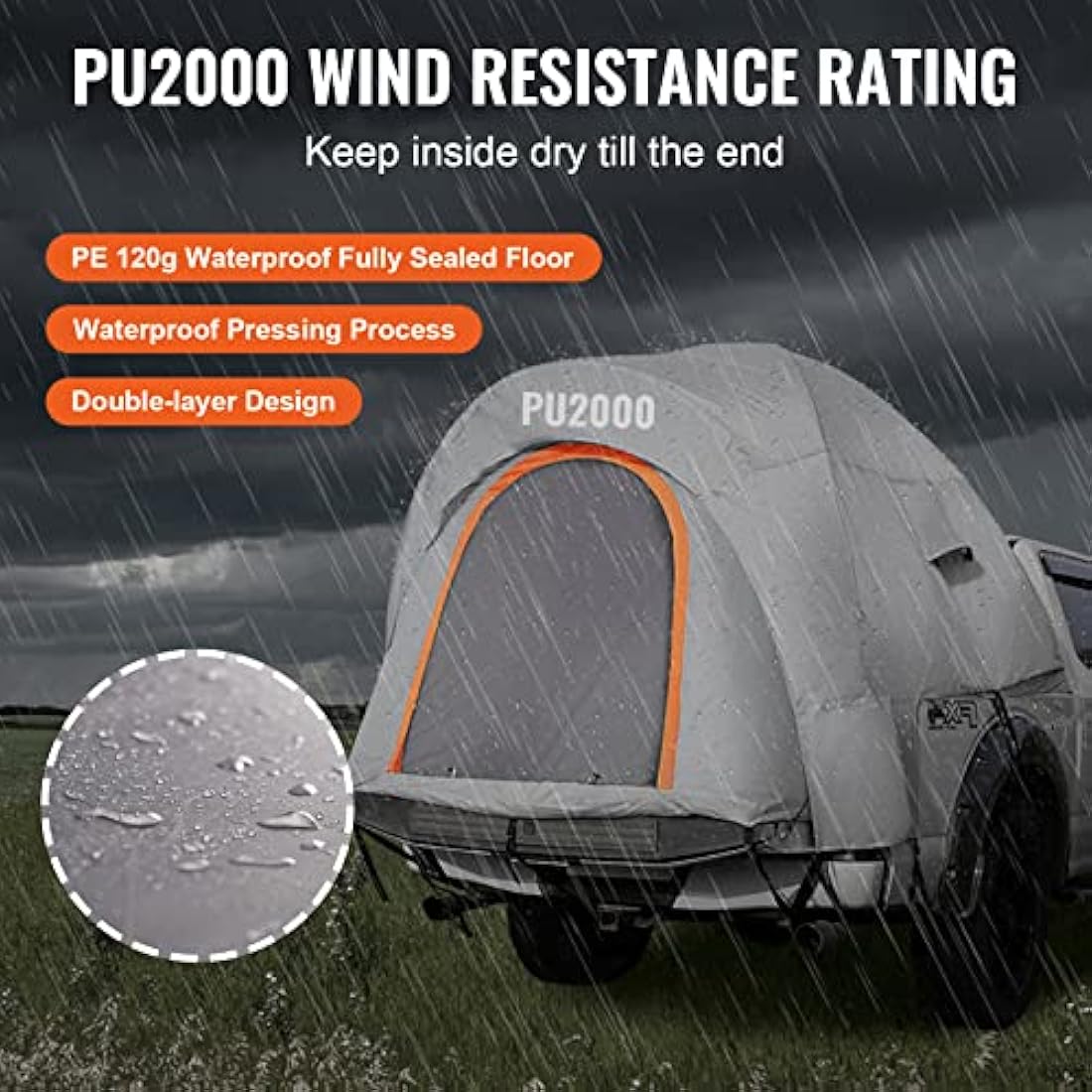 VEVOR Truck Bed Tent | Waterproof 6.4-6.7ft Pickup Tent with Rainfly