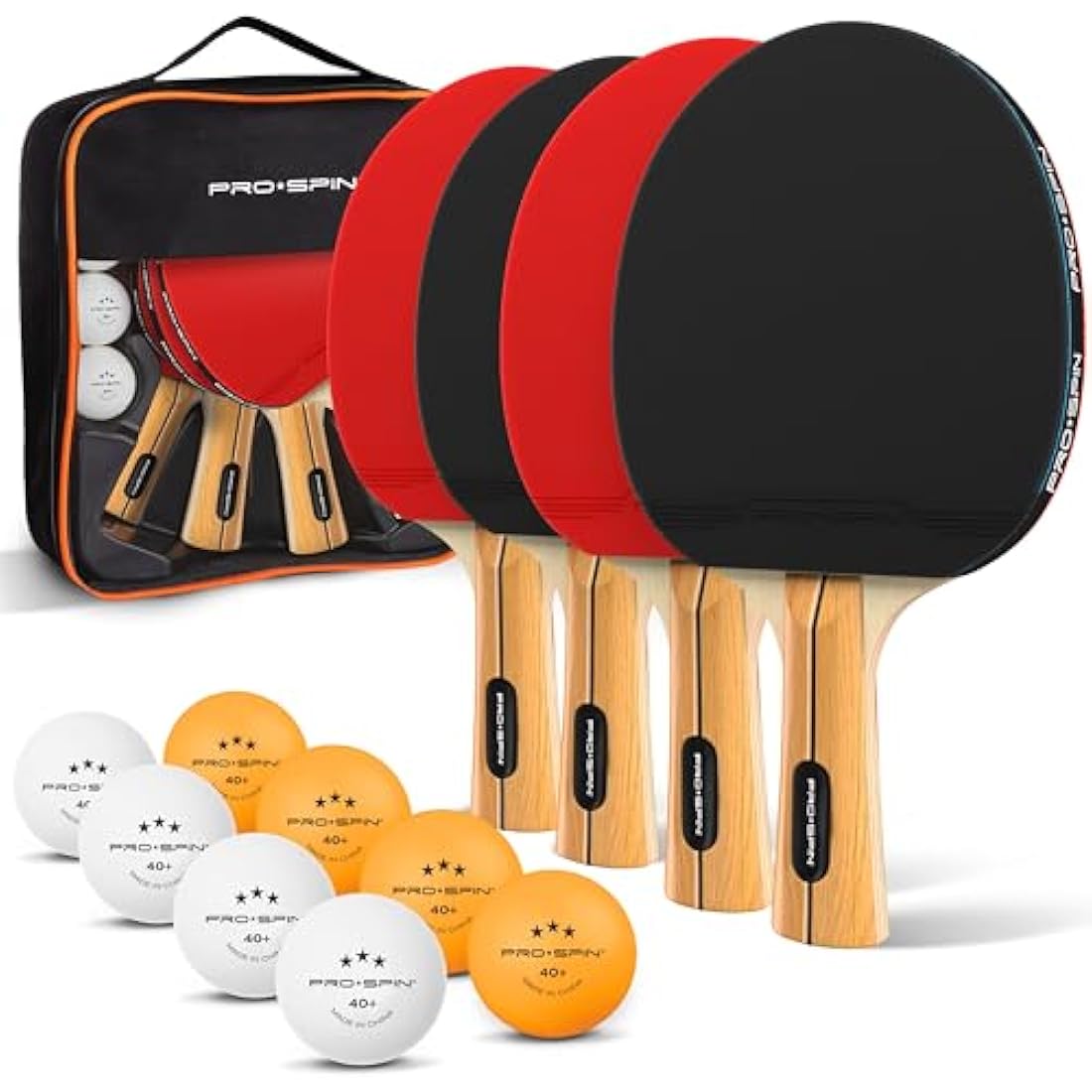 PRO SPIN Table Tennis Bat Set - 1.8mm Sponge Rackets with 3-Star Balls