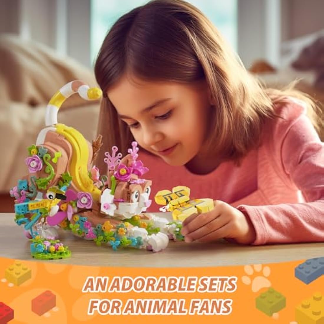 IKUPER Flower Cat Building Set – 3-in-1 Botanical Animal Kit (1038 Pcs)