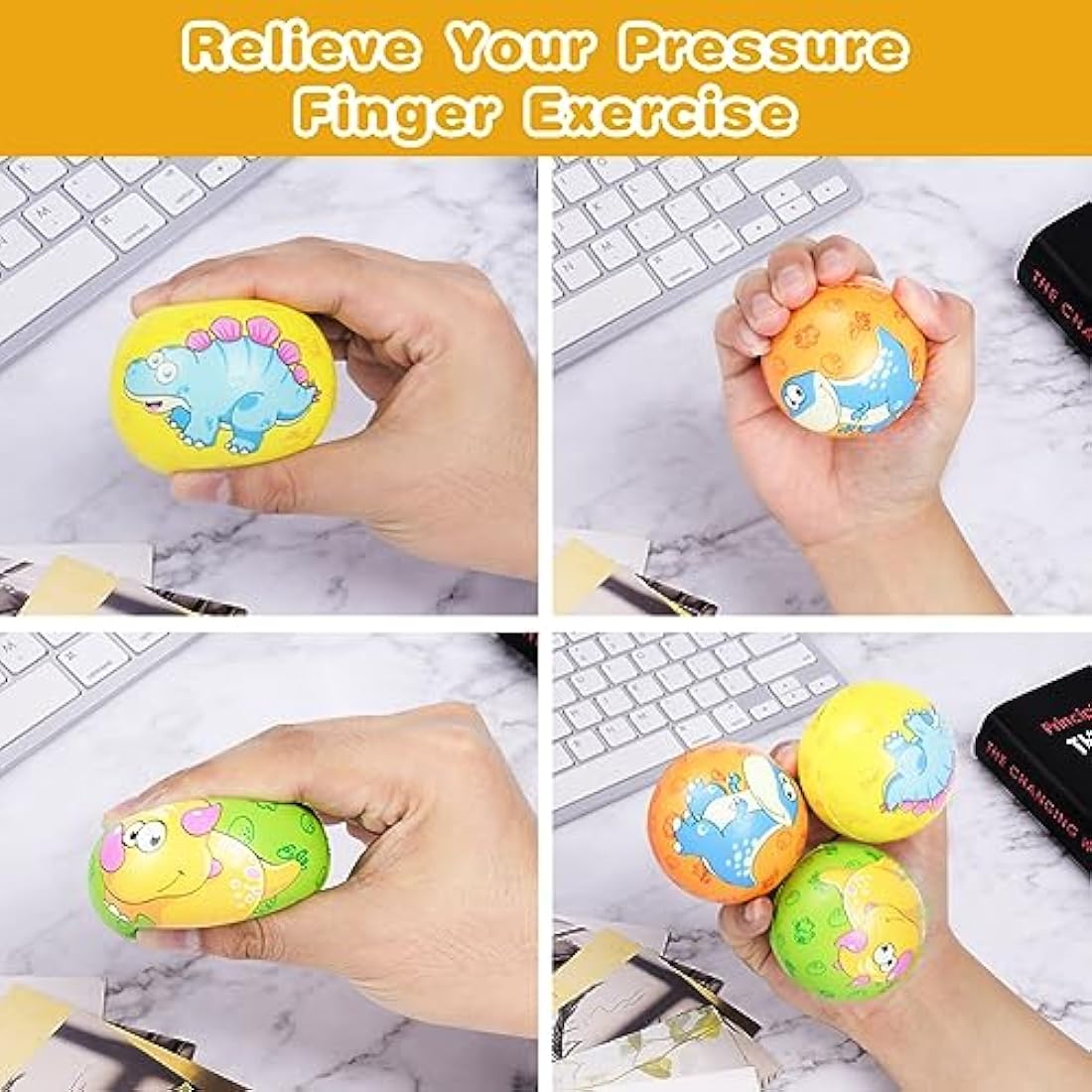 Ainiv Dinosaur Squeeze Stress Balls – 12pc Sensory Fidget Toy Set
