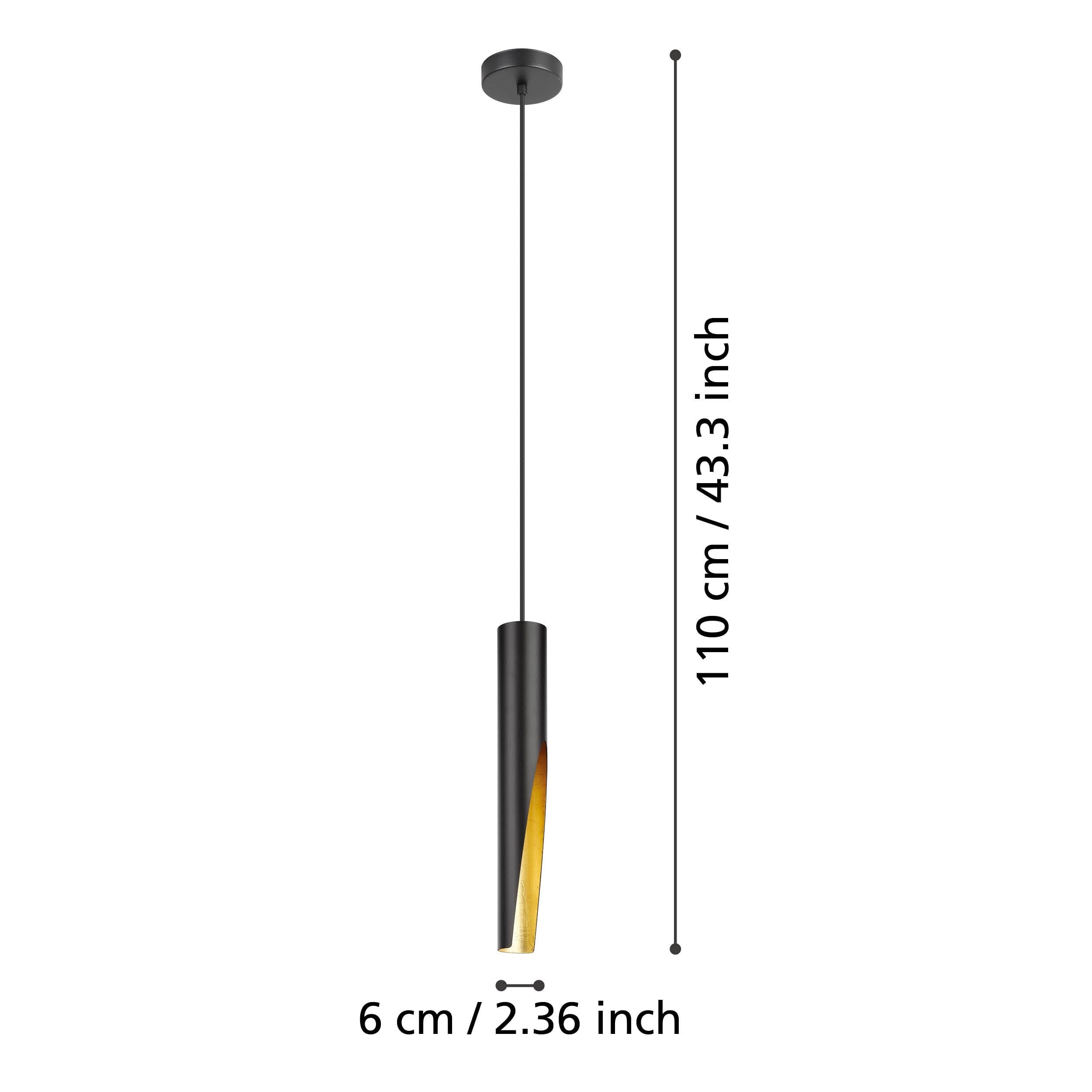 EGLO Barbotto LED Pendant Light – Black and Gold Tubular Hanging Lamp