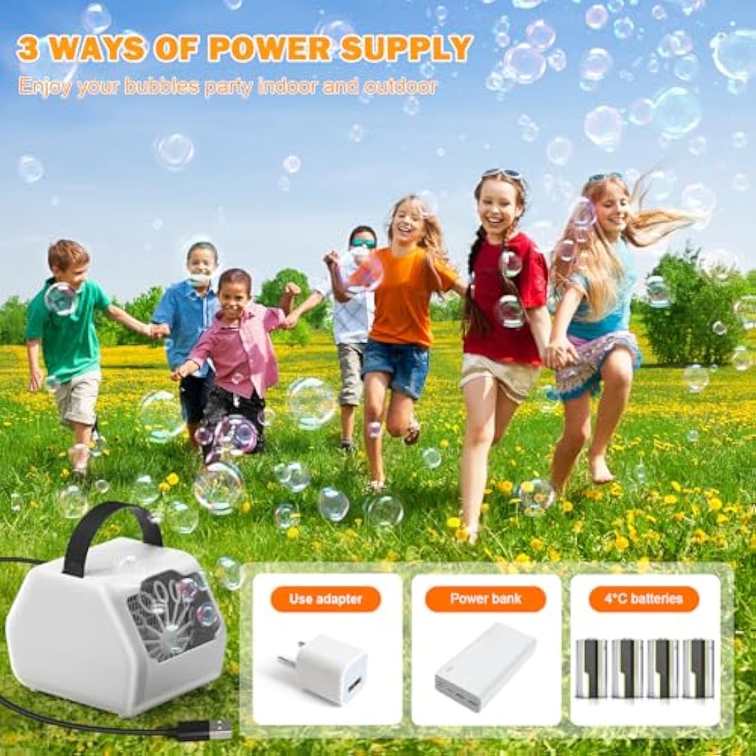 Portable Bubble Machine | 16000+ BPM Electric Blower for Kids