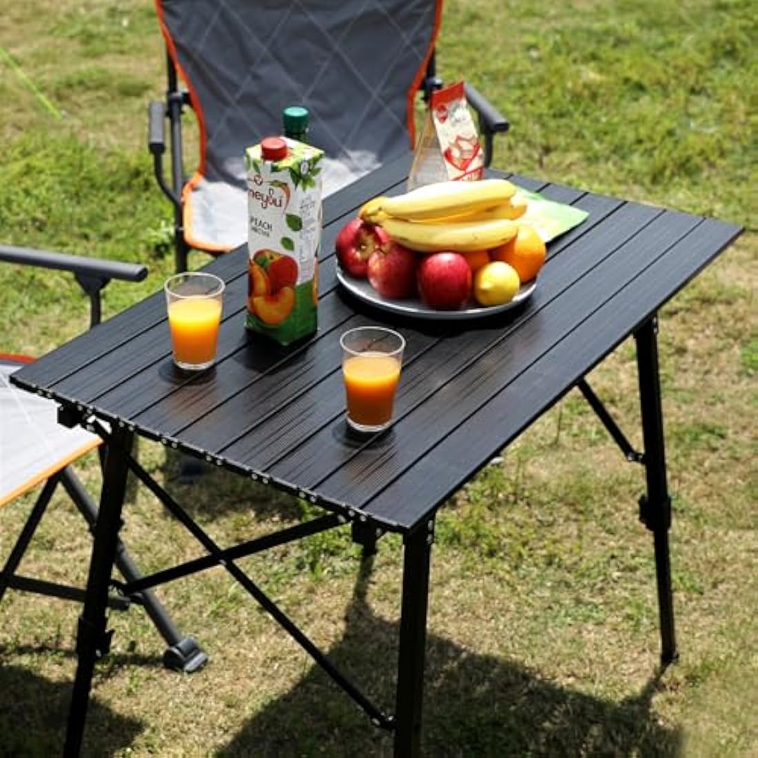 Portal Aluminum Folding Camping Table – Adjustable Height Roll Up Top