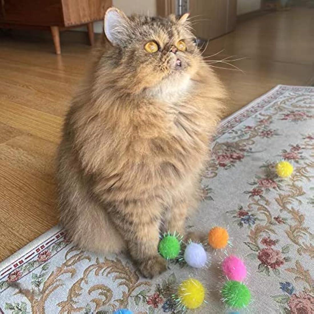 20-Pack Extra Large 1.5" Glitter Sparkle Cat Pom Pom Balls
