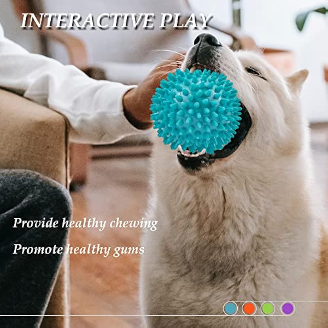 Jolof Store Squeaky Dog Toy Balls – 4 Pack Spikey Durable Dog Toys