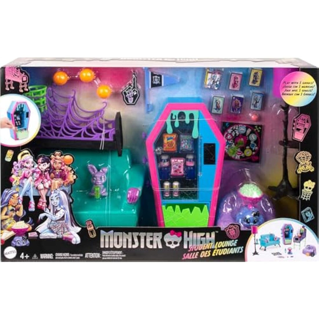 Monster High Student Lounge Playset with Vending Machine & Pets