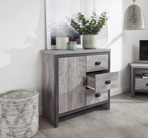 GFW Boston Grey Wood Effect 1 Door 3 Drawer Multi Storage Unit Cabinet - image 5