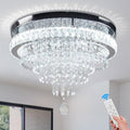 FRIXCHUR 19.7'' Crystal Chandelier - Modern Dimmable LED Flush Mount Light
