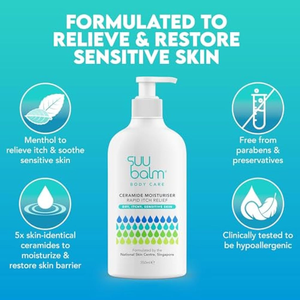 Suu Balm Itch Relief Cream | Menthol & Ceramide Body Moisturiser (350ml)