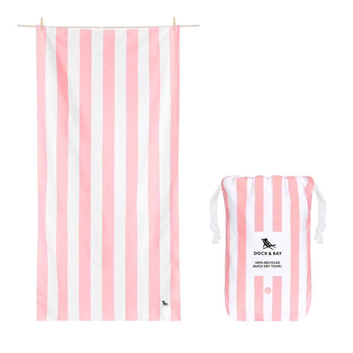 Dock & Bay Sand-Free Quick Dry Beach Towel | Recycled Light Pink Large
