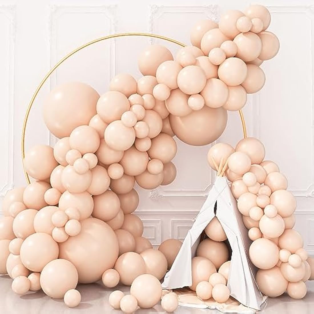 Double Stuffed Blush Balloon Garland Kit - 73pc Cream Pink Arch