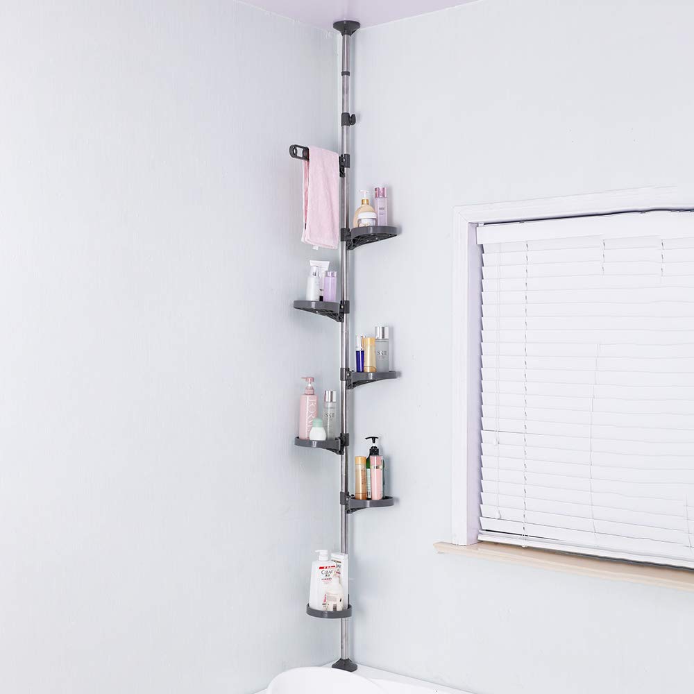 BAOYOUNI 7-Tier Indoor Plant Pole – Tension Rod Flower Pot Stand, Grey