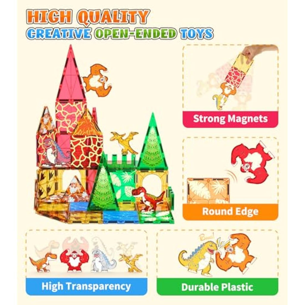 Dinosaur Magnetic Tiles – STEM Montessori Construction Set