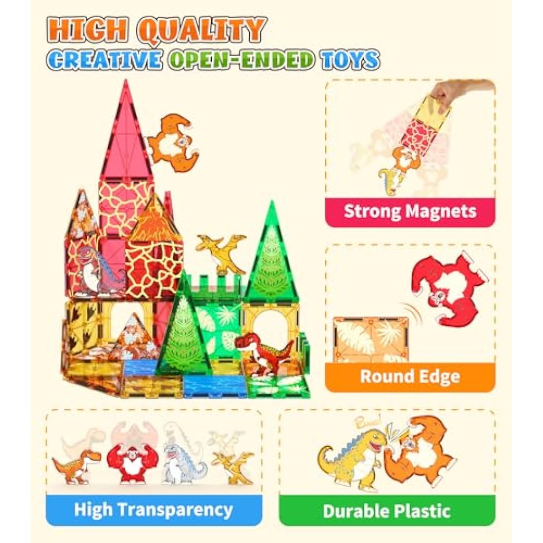 Dinosaur Magnetic Tiles – STEM Montessori Construction Set