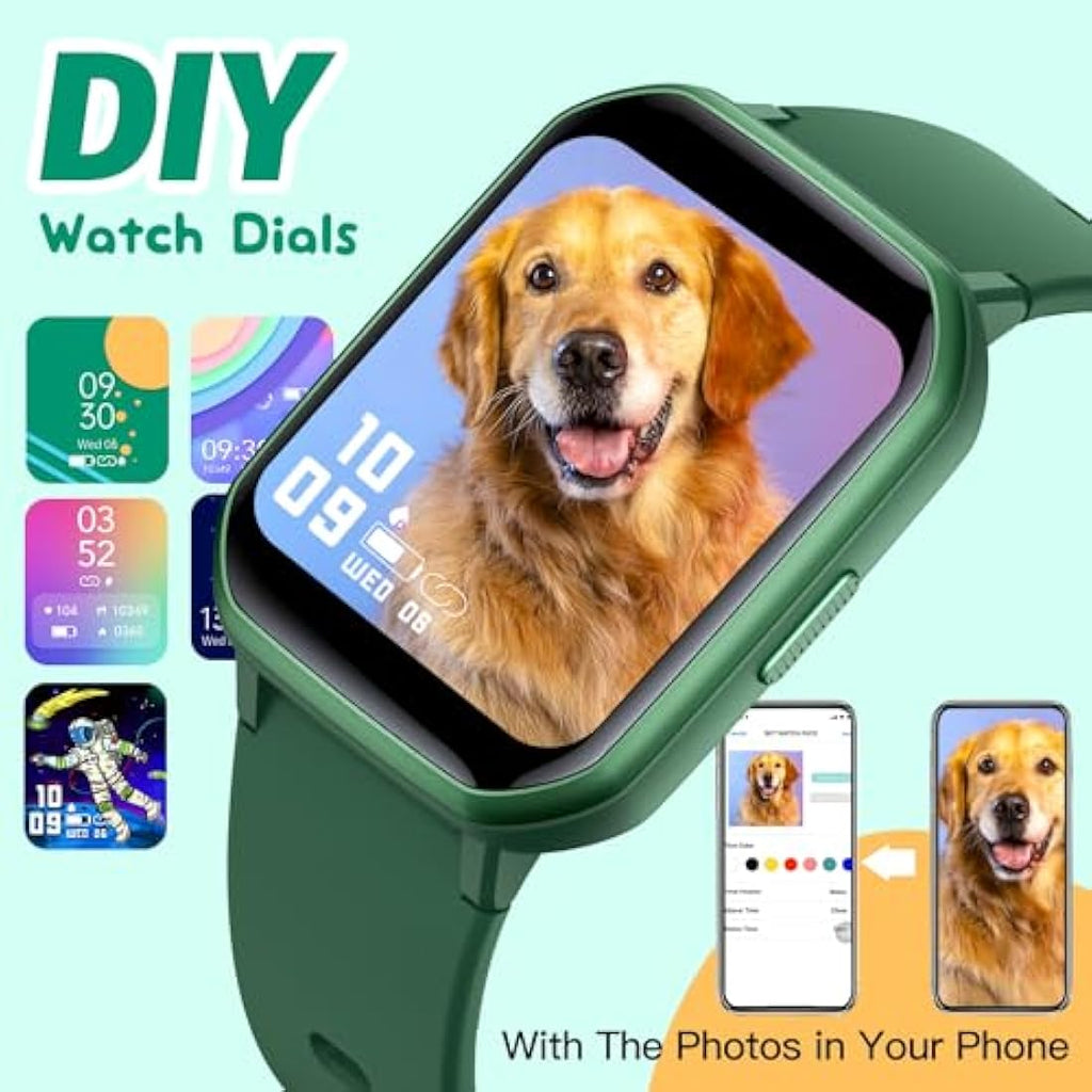 Jolof Store Kids Smart Watch – IP68 Waterproof Fitness Tracker (Green)
