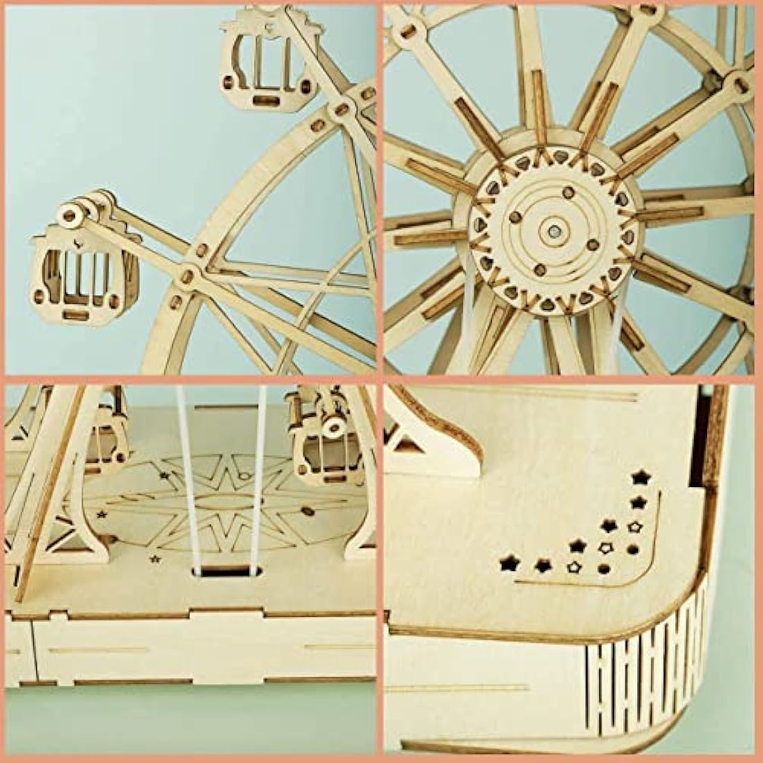 ROBOTIME 3D Wooden Puzzle Ferris Wheel Music Box Mechanical Model Kit