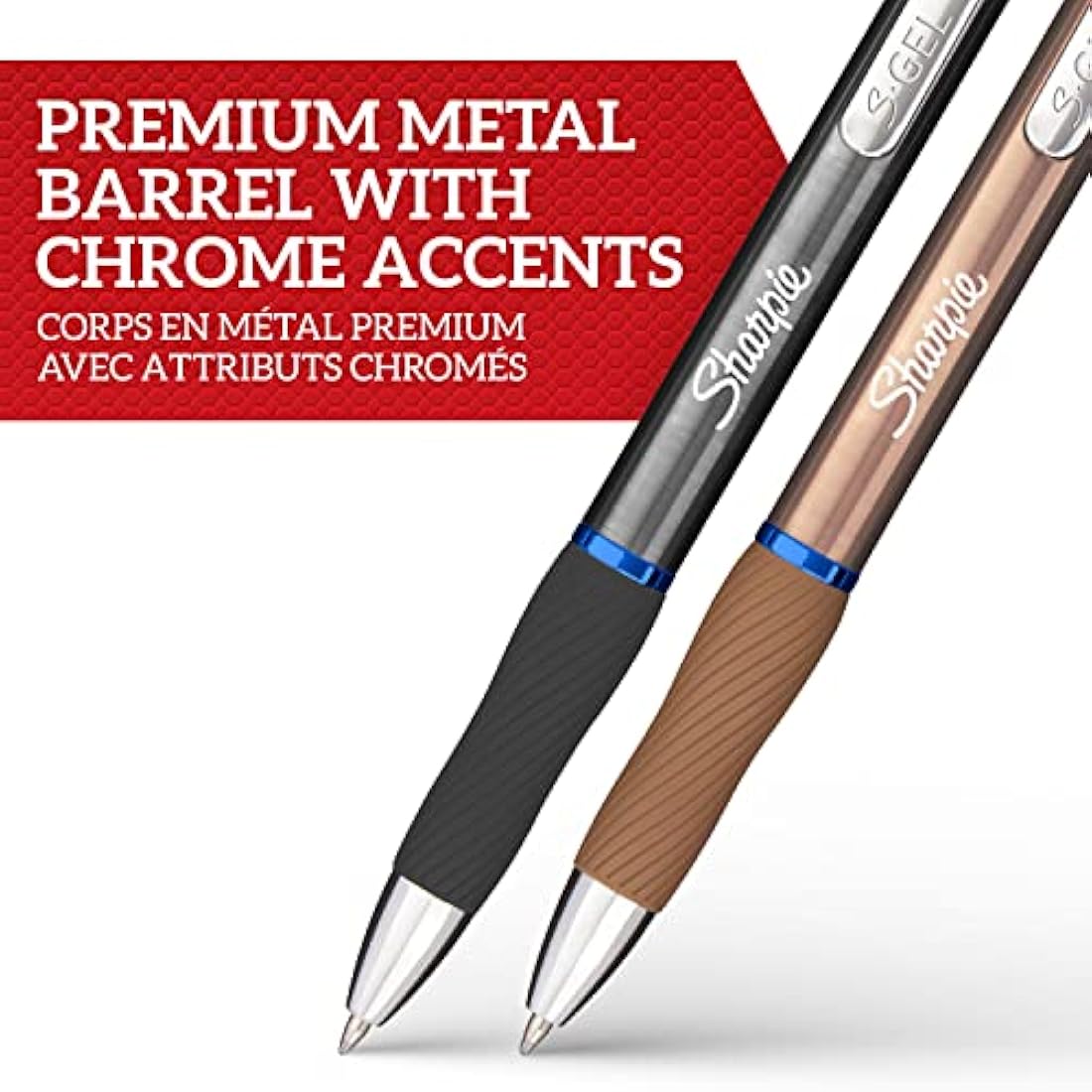 Sharpie S-Gel Metal Gel Pens | 0.7mm Medium Point | Grey & Rose Gold