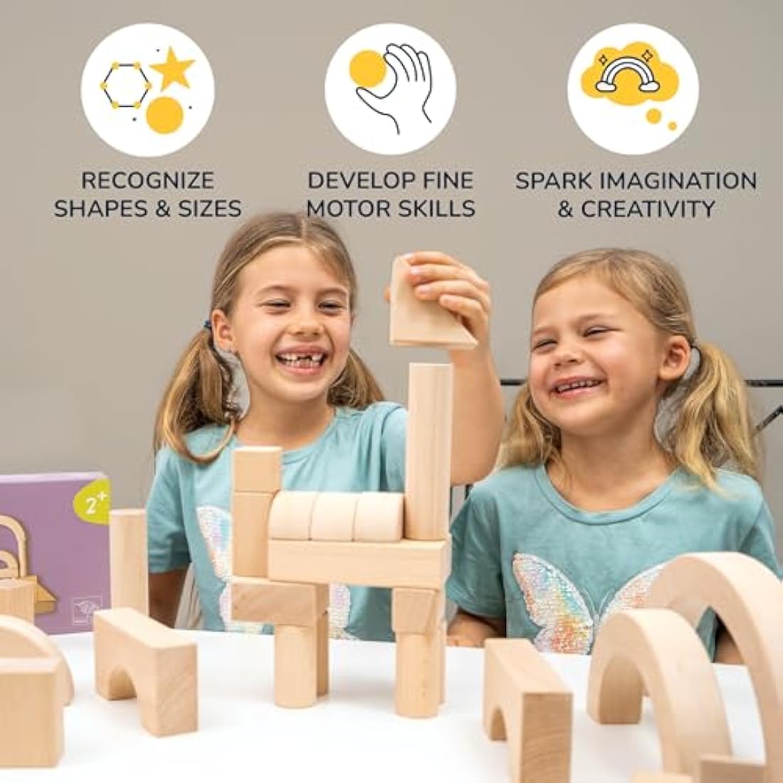 Merle Toys Wooden Building Blocks – 30pc Montessori FSC Beechwood Set