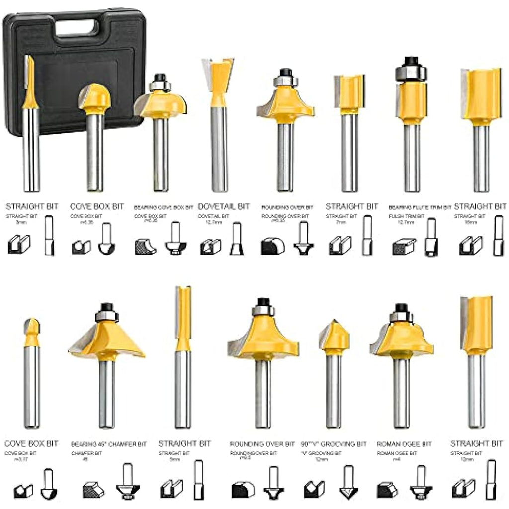 Anesty Palm Router Trimmer – 710W Woodworking Kit with 15pc Bit Set