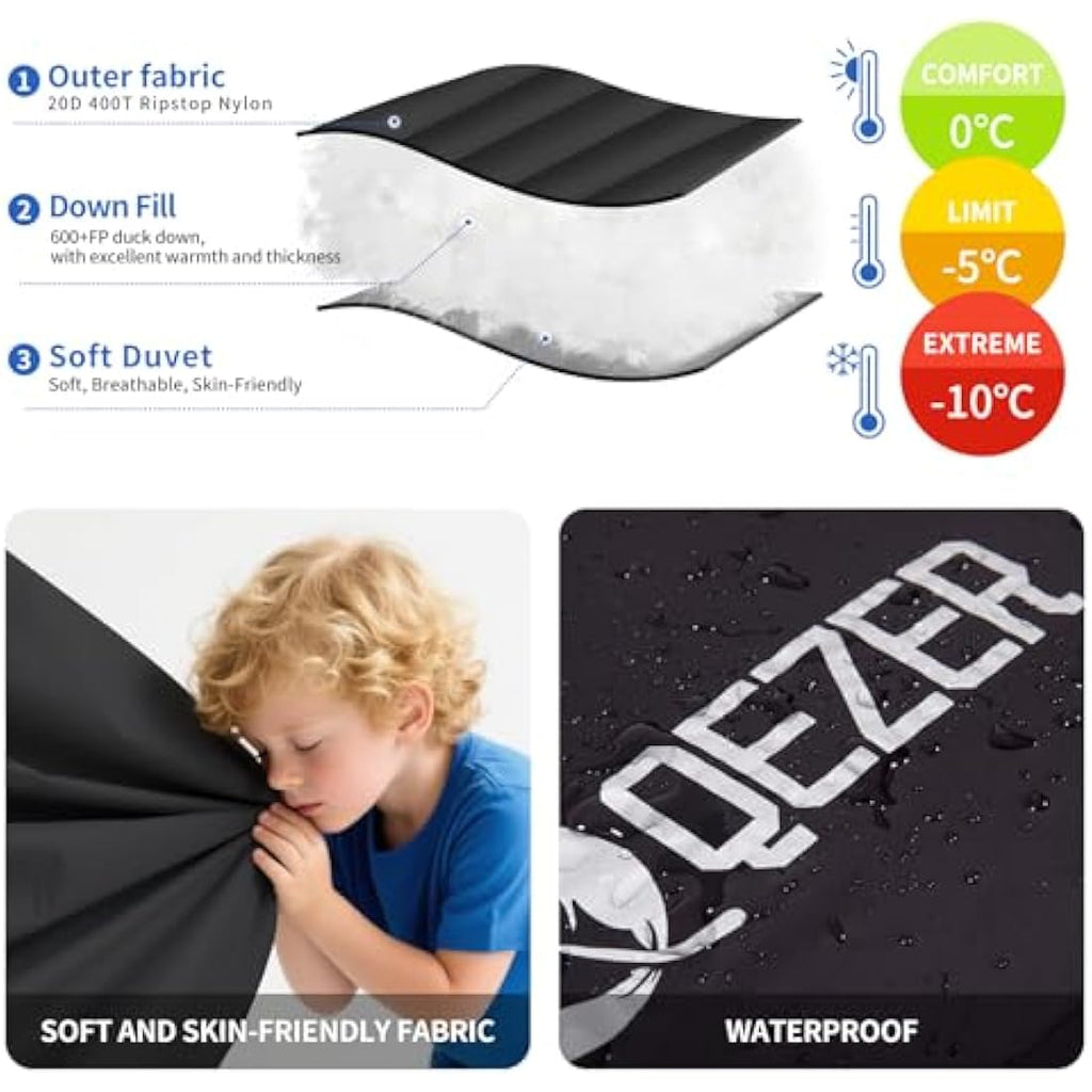 QEZER 4-Season Down Sleeping Bag | 620FP Duck Down Mummy Bag