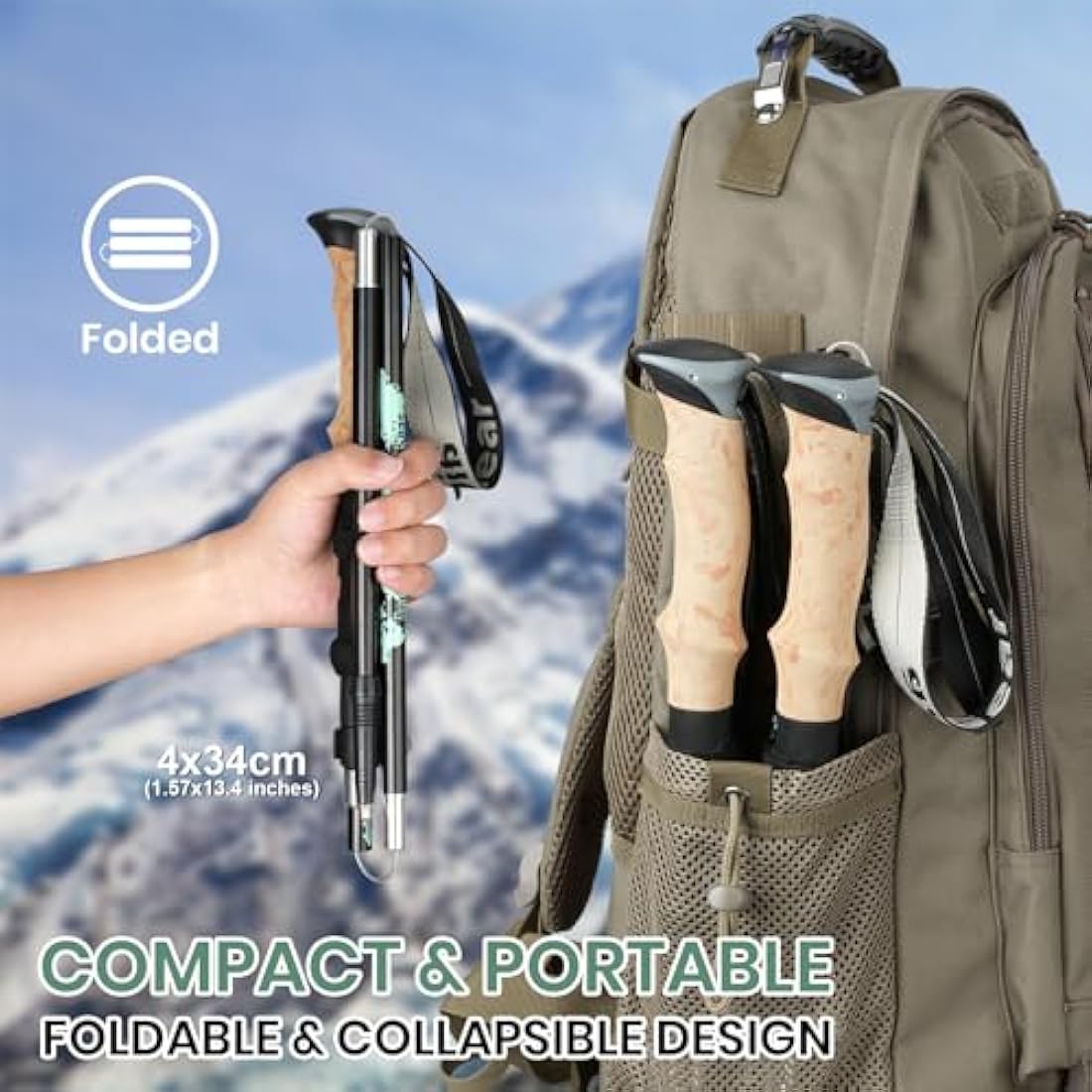 aiGear Aluminum Trekking Poles | Collapsible Ultralight Hiking Poles