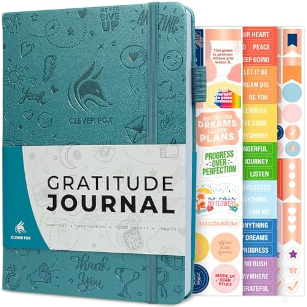 Clever Fox Gratitude Journal – A5 Daily Affirmation Notebook, Aquamarine