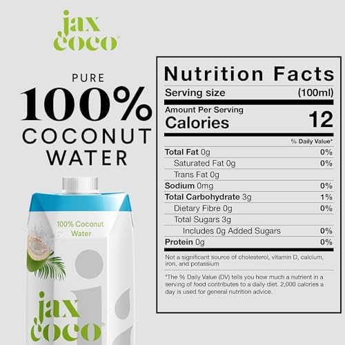Jax Coco Pure Coconut Water – 100% Natural & Sustainable – 12 x 1L Cartons