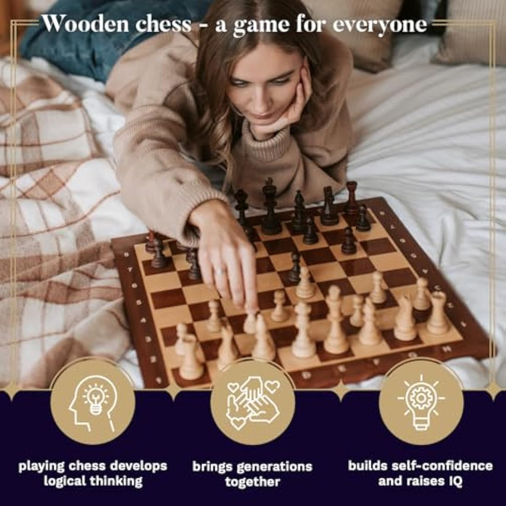 Staunton No. 4 Wooden Chess Pieces in Mahogany Box
