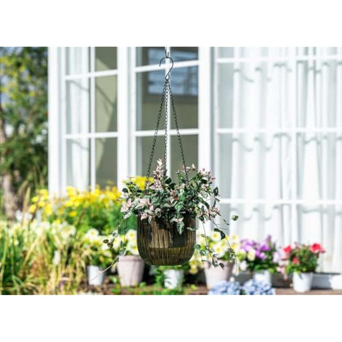 6.5" Self Watering Hanging Planters - 2 Pcs Clear PET Pots