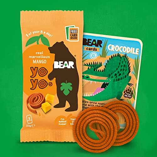 BEAR Mango Pure Fruit Yoyos – 100% Natural Healthy Snacks, 45 x 20g