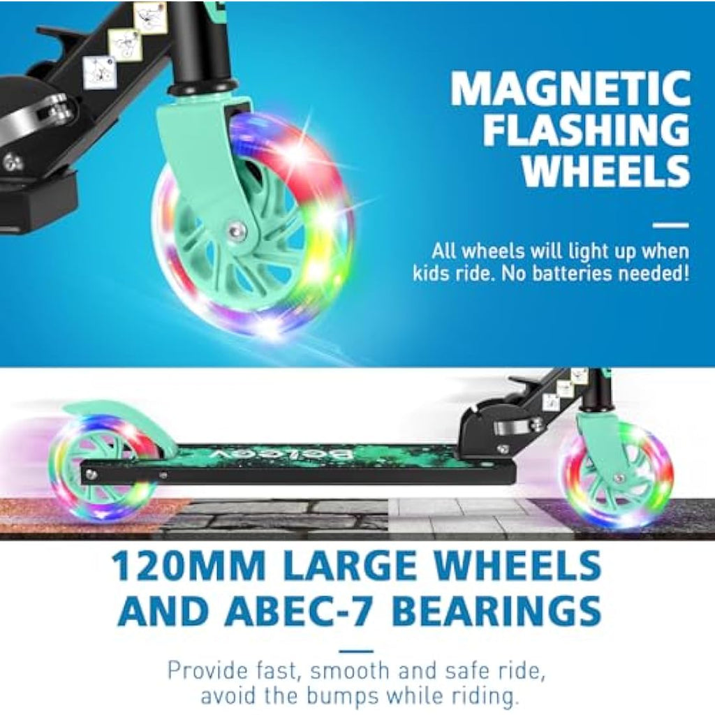 BELEEV V1 Kids Folding Kick Scooter | Light Up Wheels | Adjustable Height