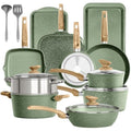 Kitchen Academy 17-Piece Granite Non-Stick Induction Cookware Set – Green