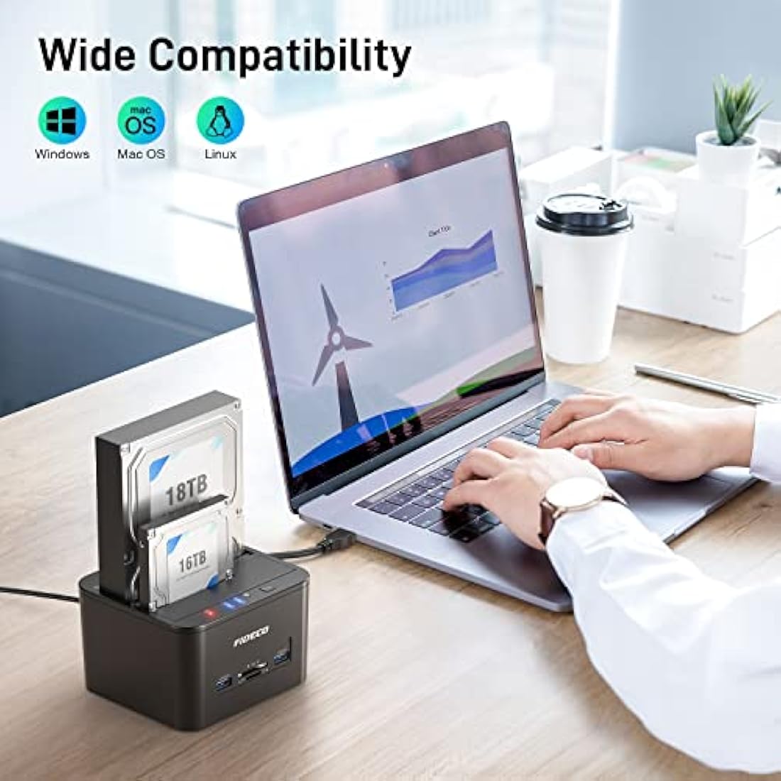 FIDECO USB 3.0 SATA HDD SSD Docking Station with Offline Clone & SD Reader