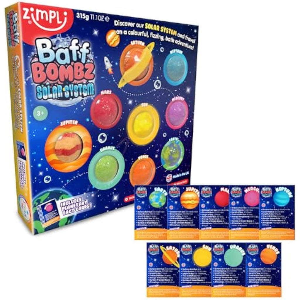 Zimpli Kids Solar System Bath Bombs – 9 Piece Educational Science Kit