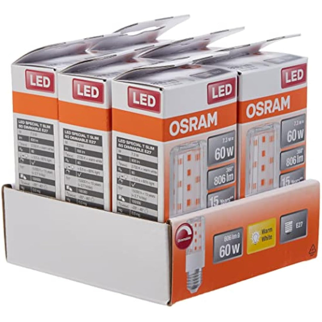 OSRAM LED Superstar Special T Slim E27 Dimmable Bulb, 60W Replacement, 6-Pack