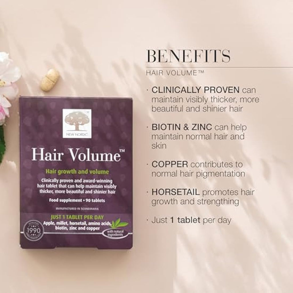 New Nordic Hair Volume Vitamins – Biotin & Apple Extract – 90 Tablets