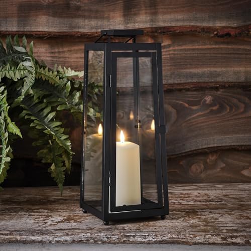 Lights4fun Set of 2 Solar Black Metal LED Candle Lanterns – IP44 Waterproof
