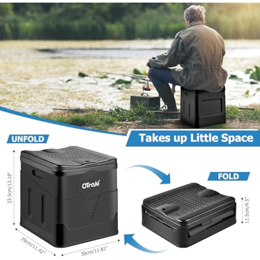 OTraki Foldable Camping Toilet – Portable Large Travel Potty for Adults
