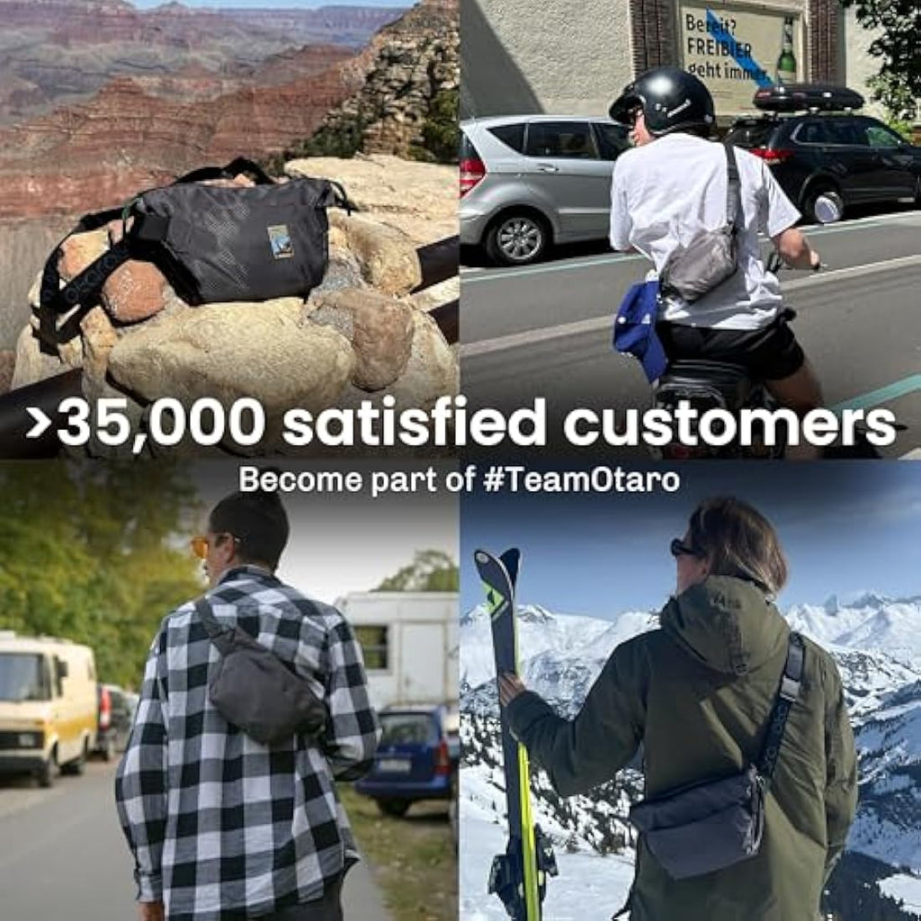 OTARO Waterproof Nylon Bum Bag – Grey Unisex Waist Pack for Hiking