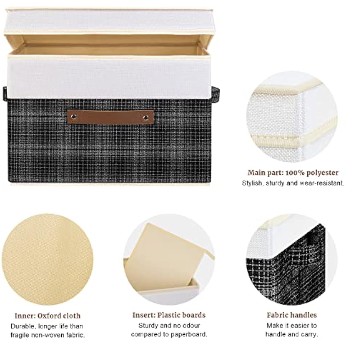 Collapsible Fabric Storage Boxes with Lids - Set of 5