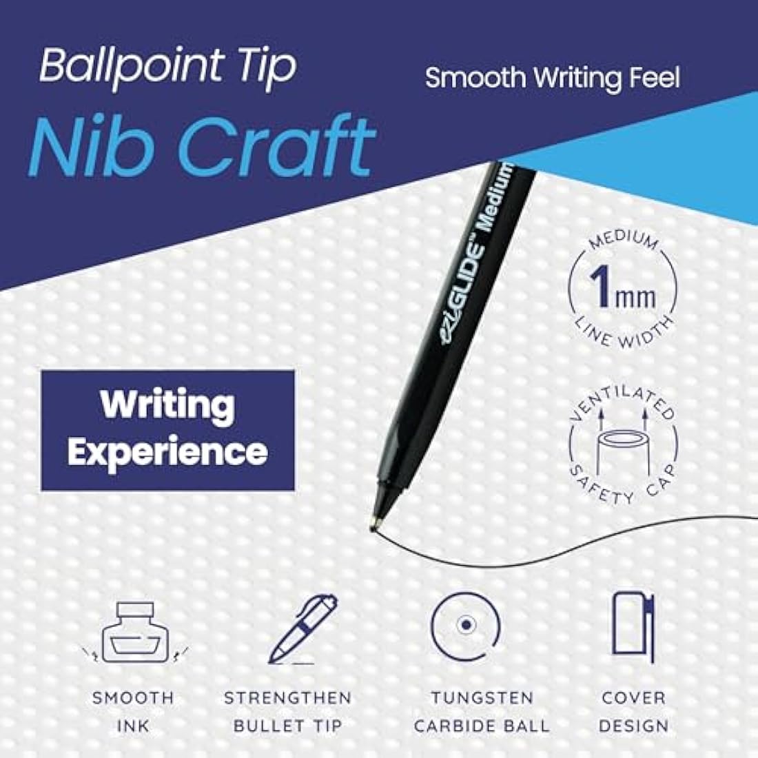 Eziglide Ballpoint Pens - 50-Pack Assorted Colours - 1.0mm Medium Point