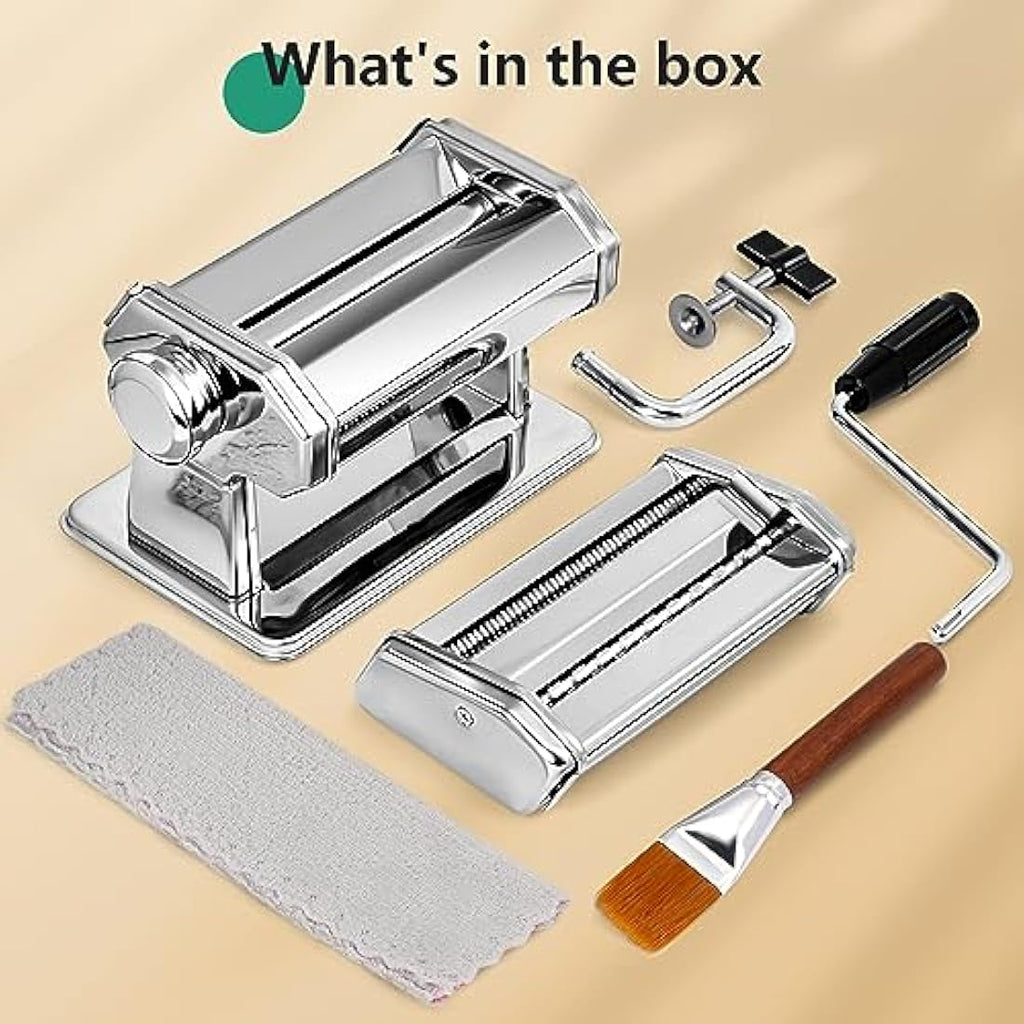 YASHE 2-in-1 Stainless Steel Pasta Maker Machine with Cleaning Kit