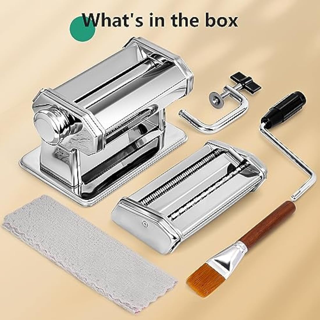 YASHE 2-in-1 Stainless Steel Pasta Maker Machine with Cleaning Kit